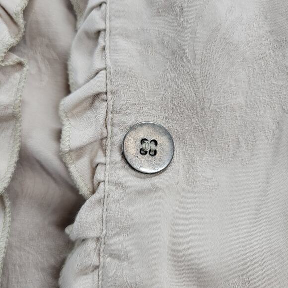 Chico's Womens Jacket Size 1 Beige Mock Neck Button Up Ruffled Trim Long Sleeve - Picture 5 of 16